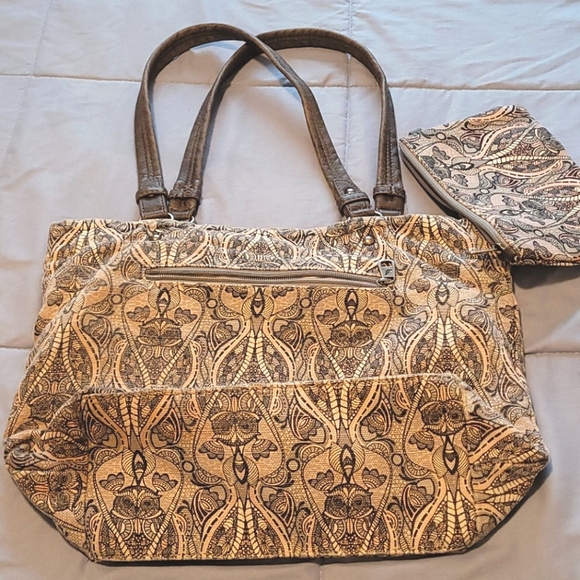 Sakroots silver owl tote and matching zipper pouch - Picture 2 of 2